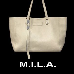 M.I.L.A. Luxe Leather Shoulder‎ Bag, Eggshell
